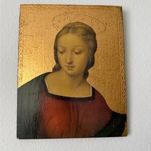 Vintage Florentine Gilded wooden icon Raphael’s Madonna Italy Renaissance